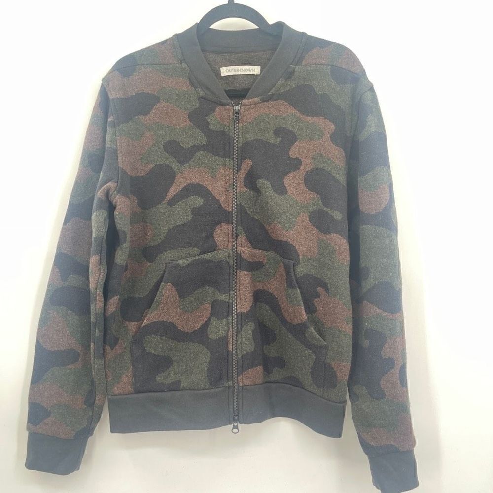 Outerknown Multicolor Camo Print Full Zip Bomber Jacket Size Medium